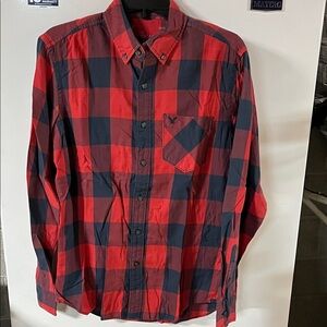 American Eagle Outfitters Red and Black Plaid Shirt